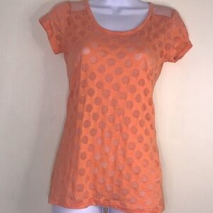 Derek Heart peach sheer polka dot top